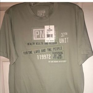 Parish Nation Crew Neck T-Shirt In Sage ..Lots of Detail